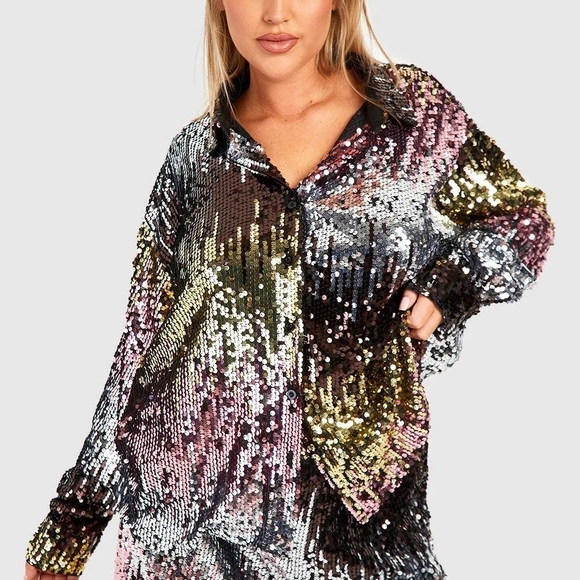 Sequin Wide Leg 2 Piece Set - Multicolor - Picture 2 of 5